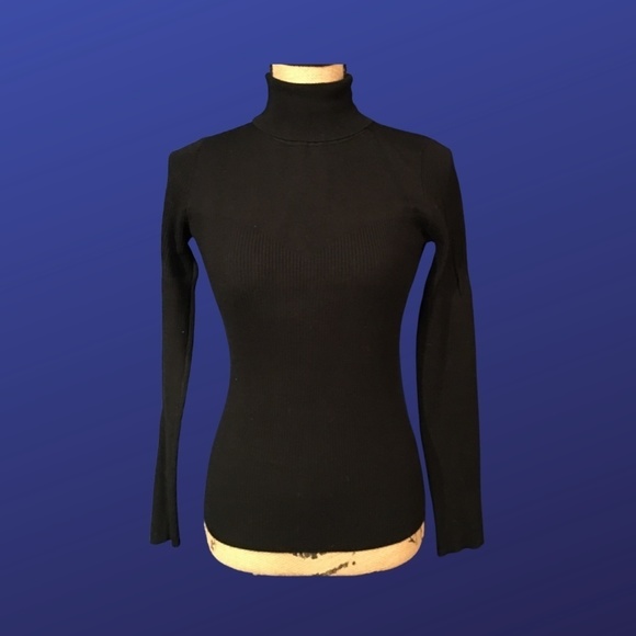 Adrienne Vittadini Sweaters - ADRIENNE VITTADINI STUDIO Ribbed Turtleneck Pullover, BLACK, Size Small, NWOT